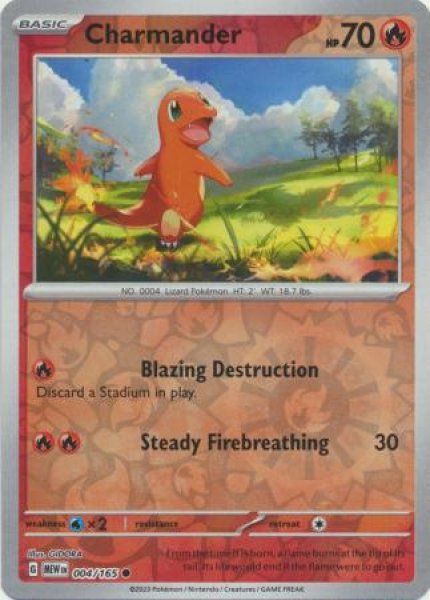 画像1: ヒトカゲ　Charmander　【リバホロ】　英語版　海外版　004/165 (1)