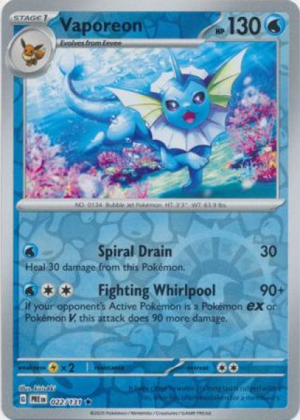画像1: シャワーズ　Vaporeon　【リバホロ】　英語版　海外版　022/131 (1)