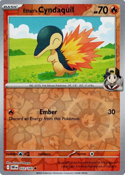 画像1: ヒビキのヒノアラシ　Ethan's Cyndaquil　【リバホロ】　英語版　海外版　032/182 (1)