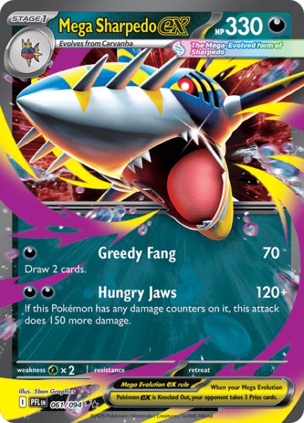 画像1: メガサメハダーex　Mega Sharpedo ex　【ホロ】　英語版　海外版　061/094 (1)